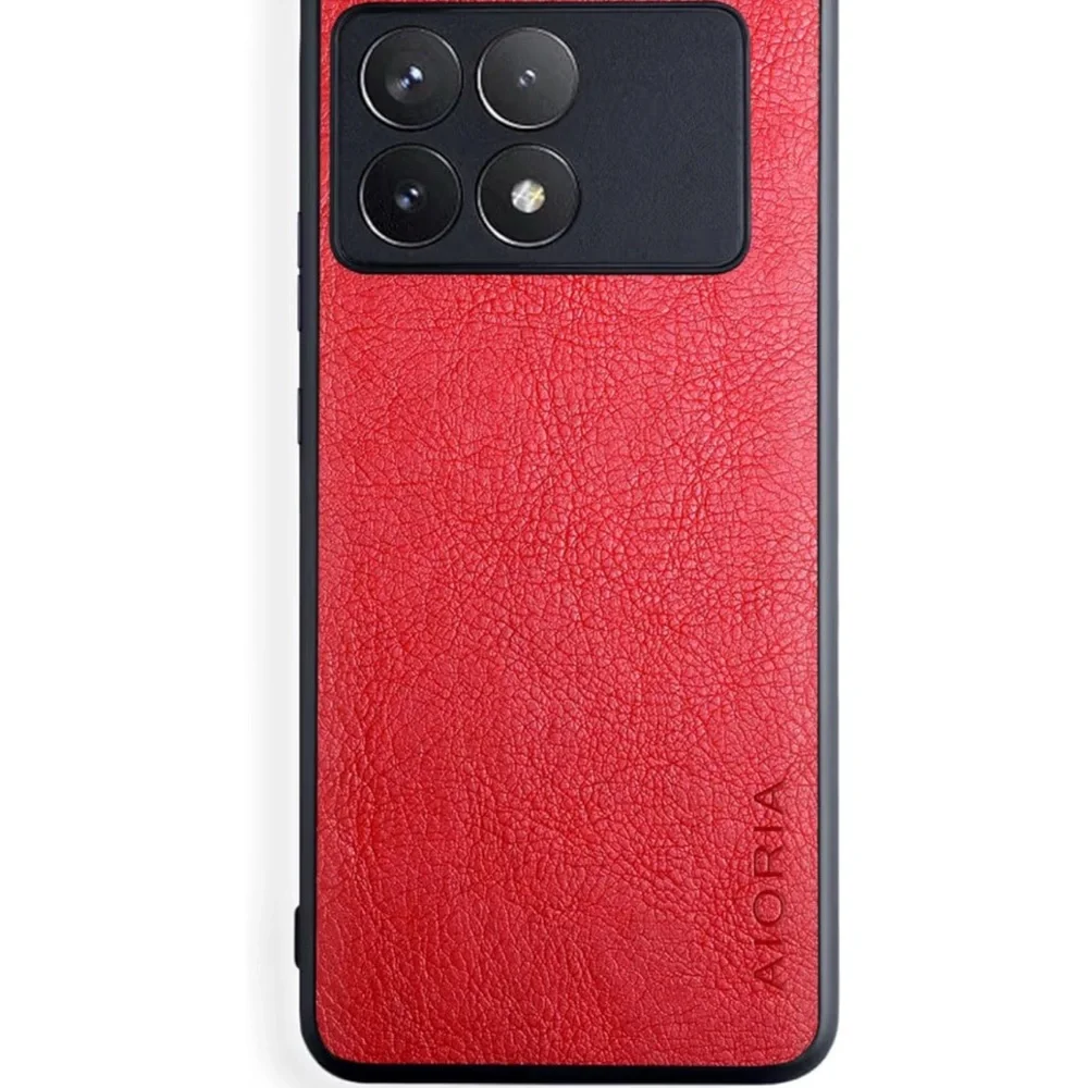 Red Leather Cell Phone Case X6 Pro 5G